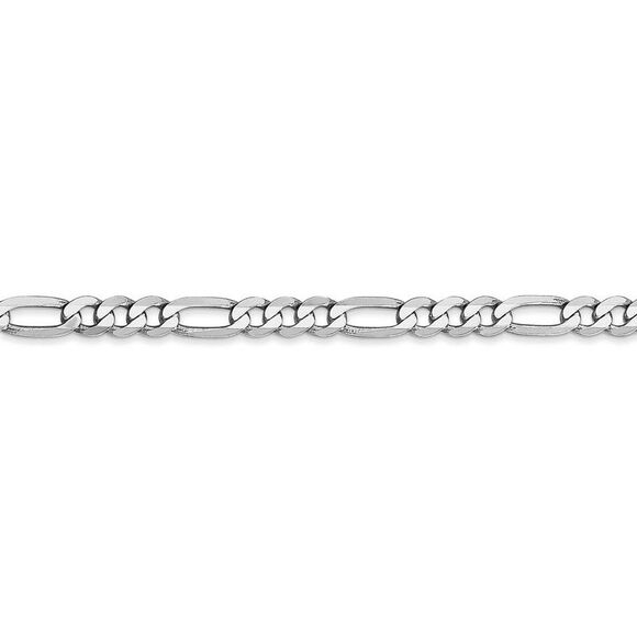 4mm 14k White Gold Flat Figaro Chain Necklace, 24 Inch - Picture 3 of 8